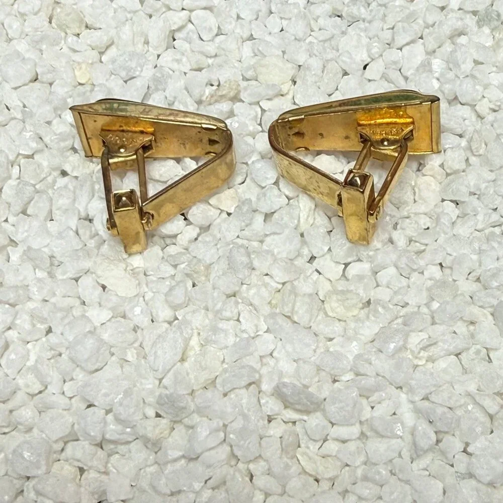 Vintage Mid-Century Anson Gold-Tone Cufflinks Red Lucite Inlay